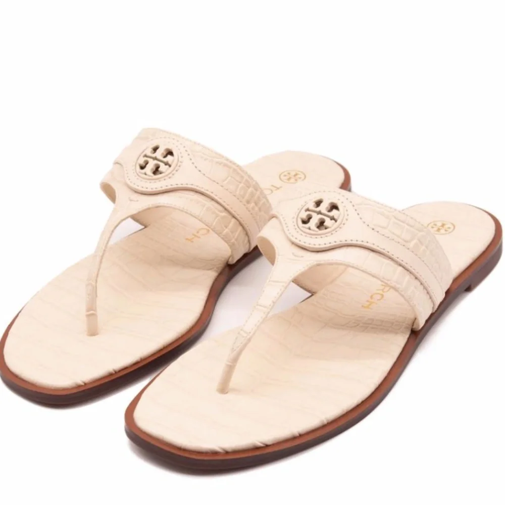 Tory Burch off white New Carson Thong Welt Sandals